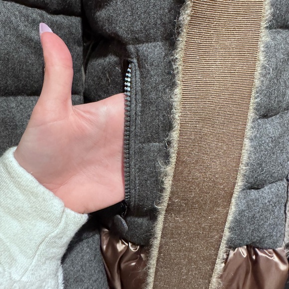 Moncler Grey Puffer Jacket with Fur Trim - Picture 3 of 14